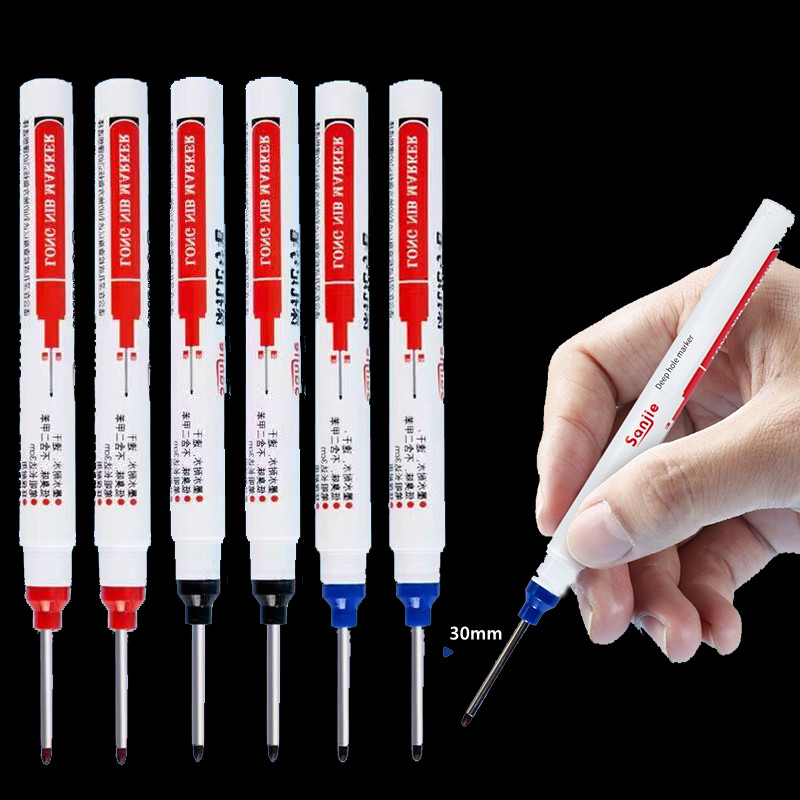 

30mm Long Head Marker Pens Bathroom Ceramic Glazed Tile Woodworking Decoration Multi-purpose Deep Hole Marker Pen Set White 20mm