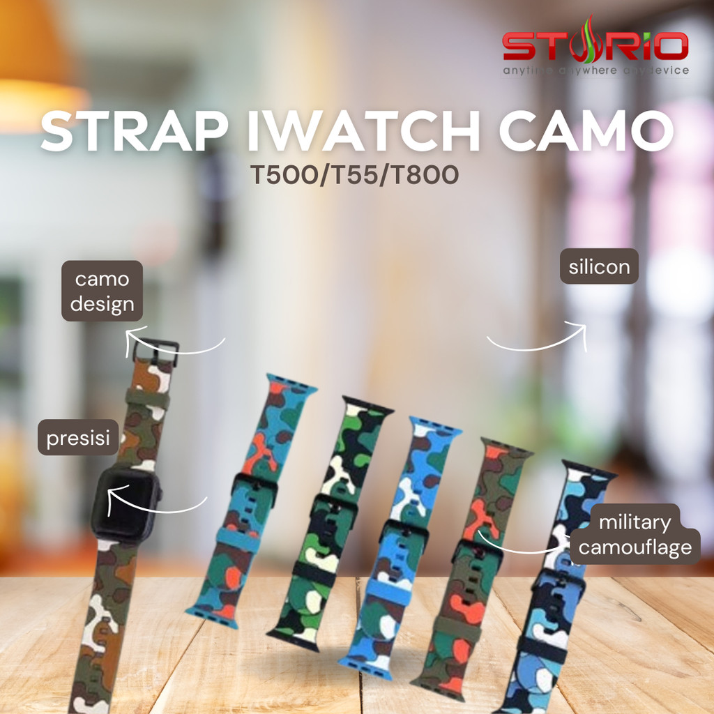 STRAP TALI SMARTWATCH APPLE WATCH IWATCH CAMO CAMOUFLAGE KAMUFLASE T500 T55 ULTRA 2 8 T800 DLL