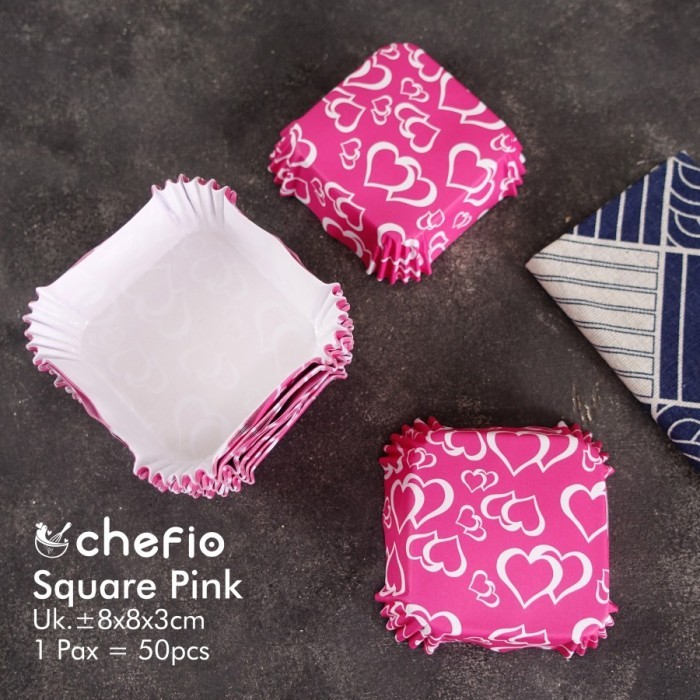 [BEST]New Paper Cup Case Roti Kue Risol Kertas Alas Roti Laminating Bread Square - Pink