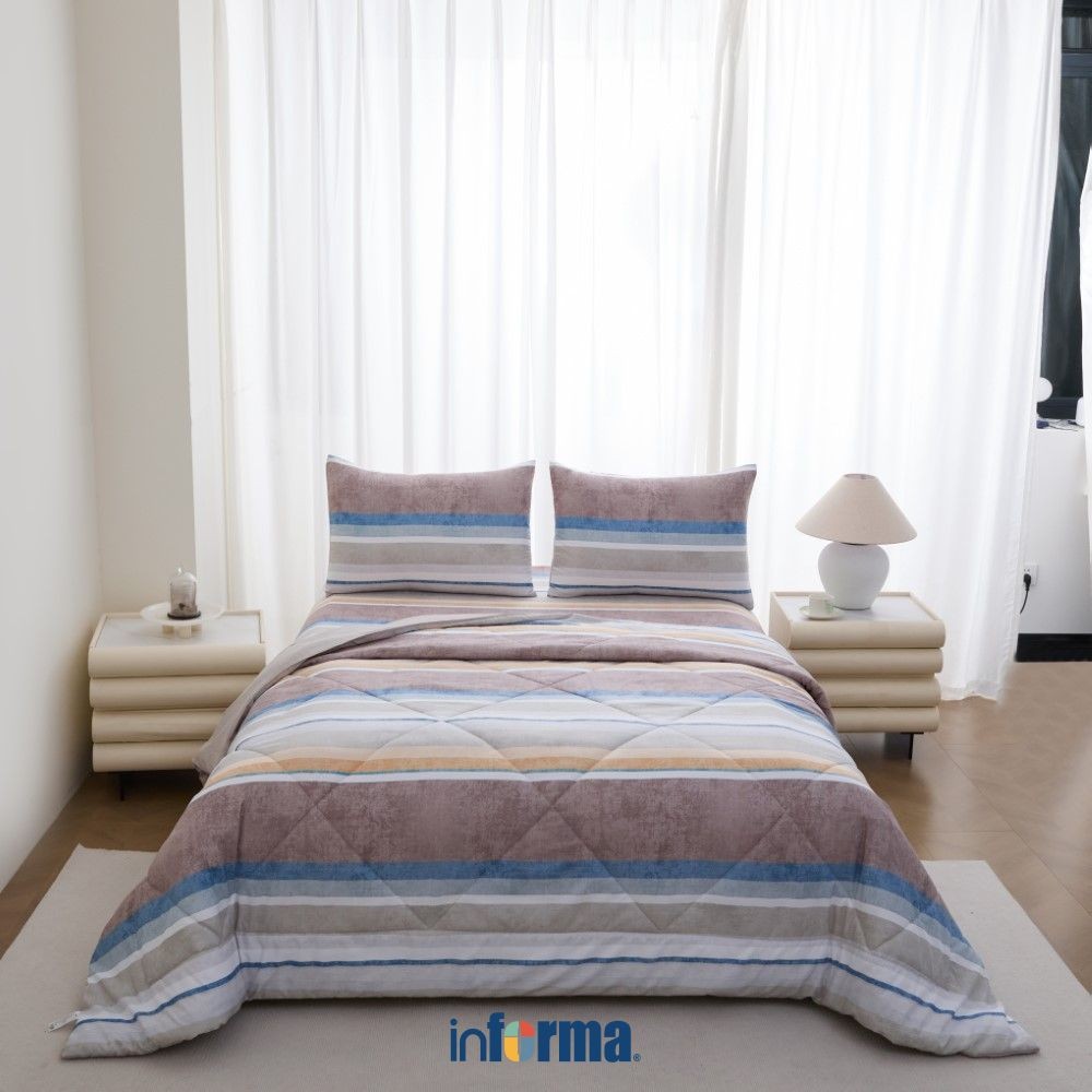 Informa Set Seprai Microfiber Print Welton King Queen Single 180x200 160x200 120x200 Sprei Seperai T