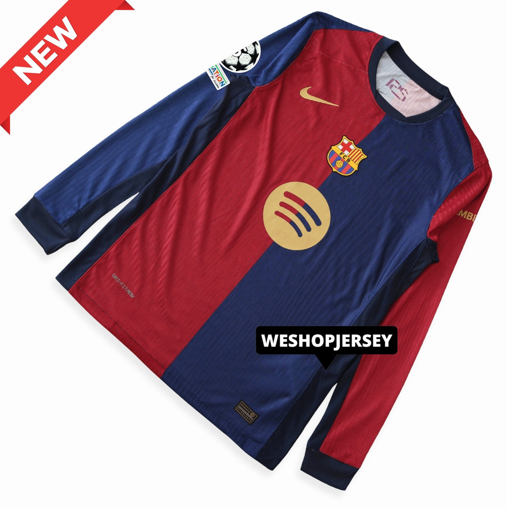 Longsleeve Player Issue Jersey Lengan Panjang Barcelona Home 2024 2025 Baju Bola Barca Merah Biru 24