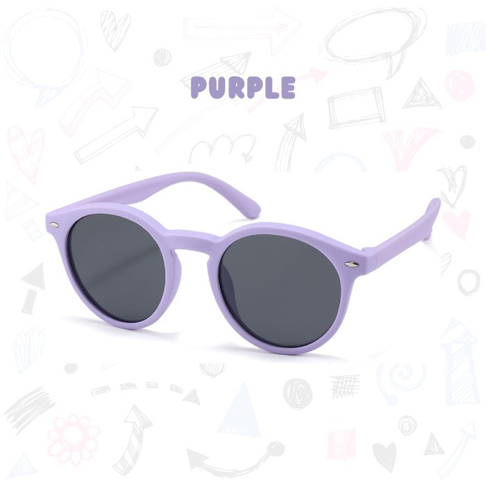 Kacamata Hitam Anak Sunglasses Colore.in TPE Bulat Polarized 0026 - Purple, Polarized
