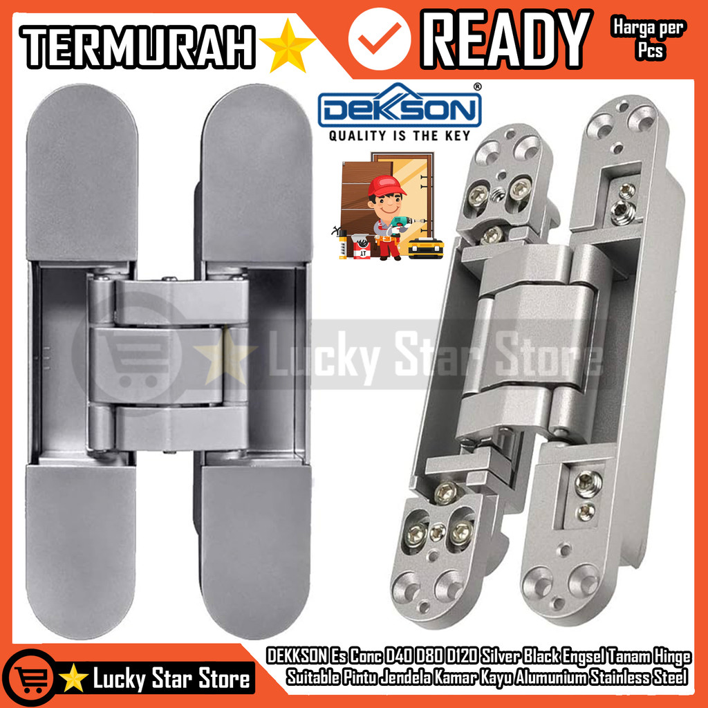 DEKKSON Es Conc D40 D80 D120 Silver Black Engsel Tanam Concealed Hinge Suitable Pintu Jendela Kayu A