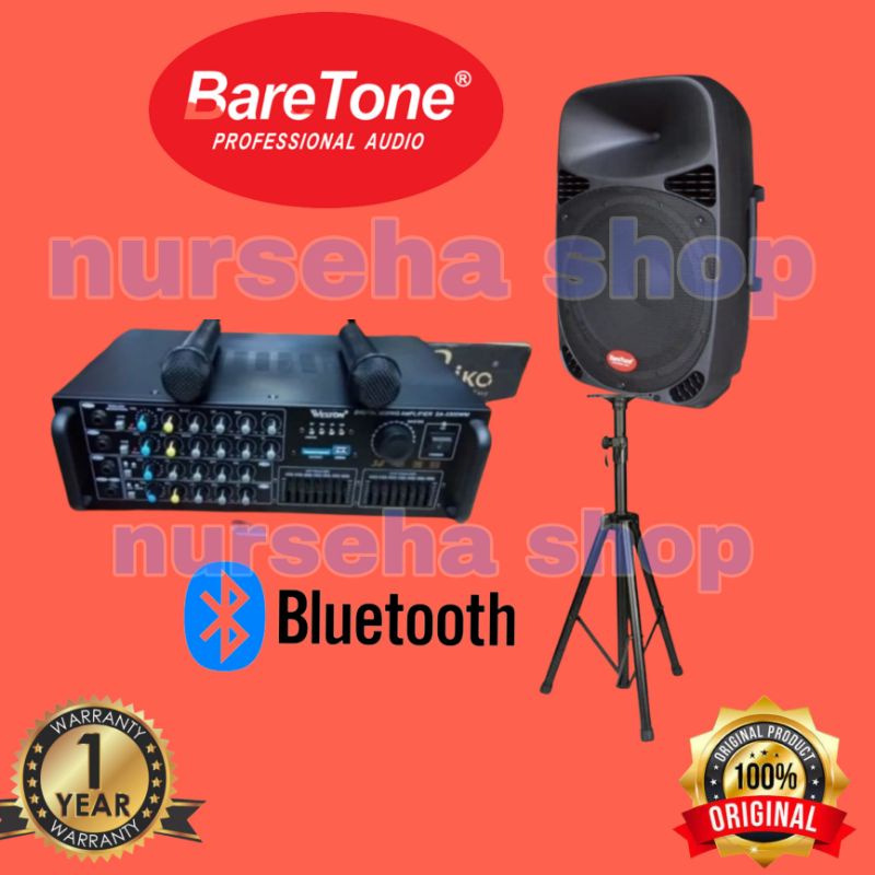 Paket Speaker Baretone 15inch 15mw power Ampli weston Mic Wireless