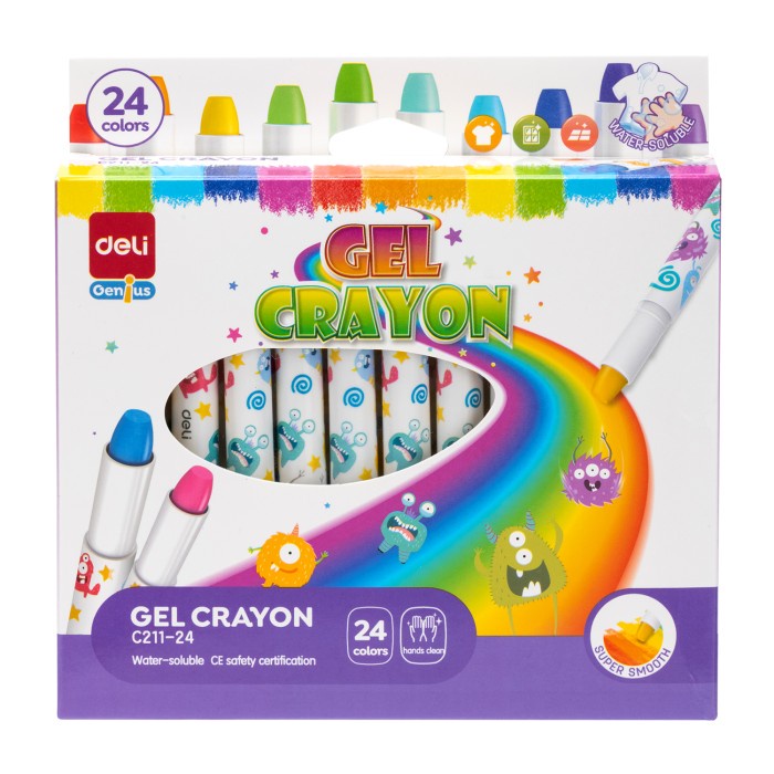 

[Best Seller] Deli Gel Crayon / Krayon 12 24 Warna Tidak Mengotori Tangan EC211 - 24 pcs