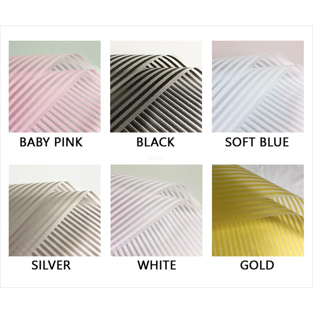 

[1 LEMBAR] BIG STRIPE COLOR LINE CELLOPHANE Flower Wrapping Paper/Kertas Bungkus Buket Bunga Bergaris Besar