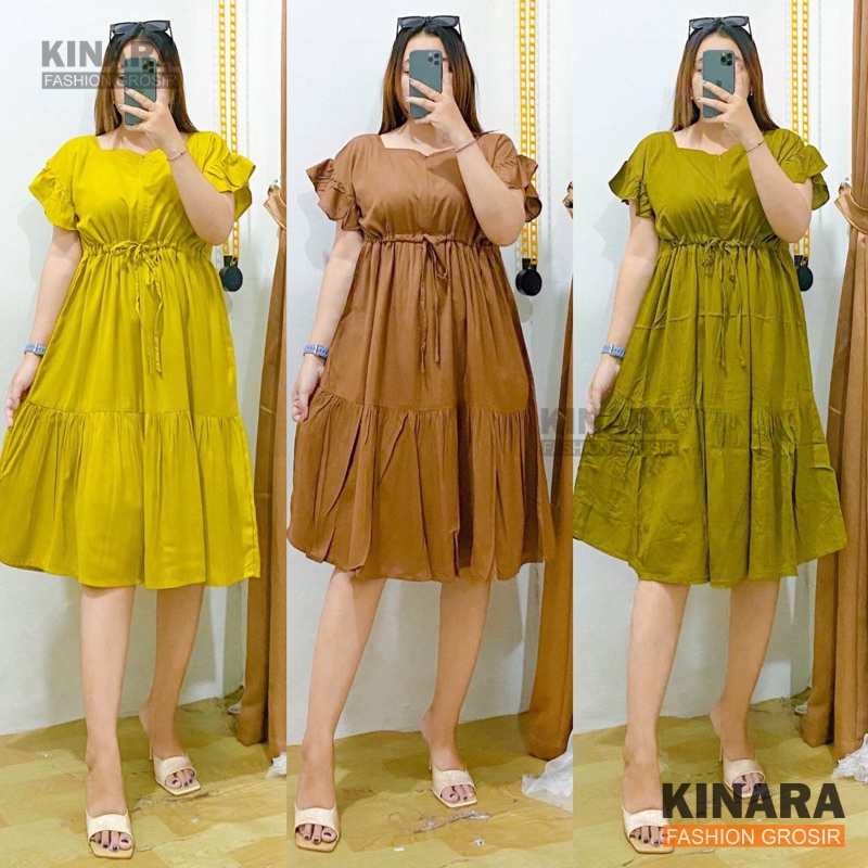 YOLA DRESS POLOS/DRESS SUSUN/DASTER SERUT POLOS/DASTER RAYON SERUT POLOS BY KINARA