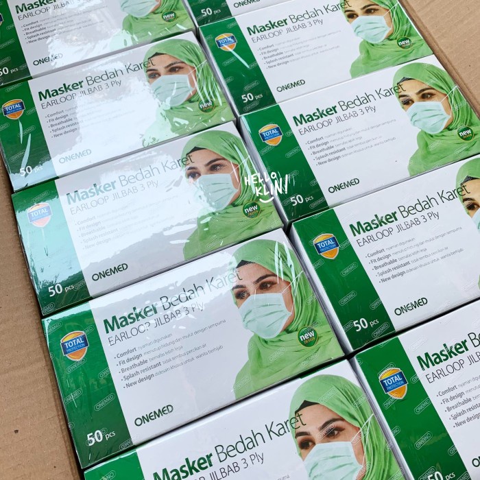 ✨LARIS✨ -Masker Hijab Medis 3 ply Onemed / Surgical Mask Jilbab Earloop