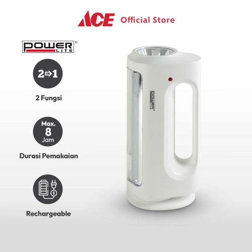 Powerlite Senter Rechargeable Dengan Lentera - Putih Flashlight Spotlight Emergency Lamp Lampu