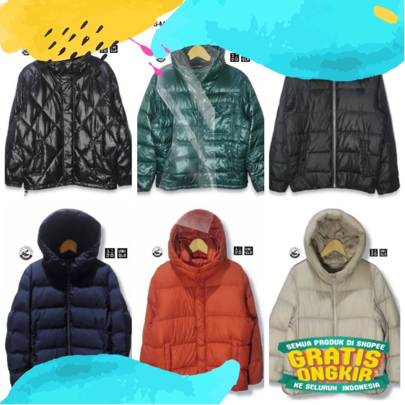 UNIQLO Hooded Down Jacket Bulu angsa Jaket bulang unisex Pria wanita/Blue