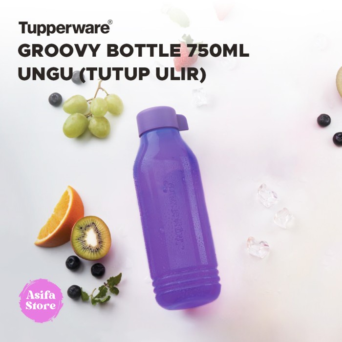 Tupperware Groovy Bottle 750ml - Botol Minum Lucu Unik Viral Kekinian - Ungu (Ulir)