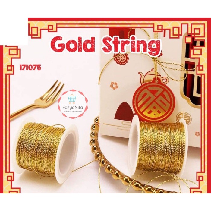 

Tali String Emas / Gold String Premium Import (1 Roll) - Lisse 25 meter - FasyAnita Mart Denpasar