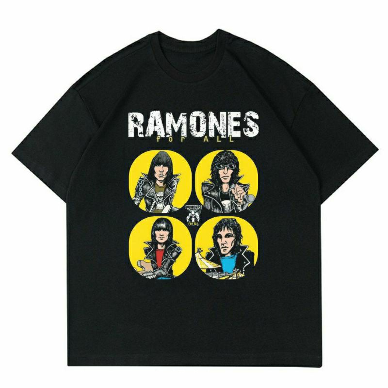 BAJU BAND RAMONES "FOR ALL" | T-SHIRT KAOS BAND PUNK METAL RAMONES VINTAGE BLACK | KAOS BAND ROCK PR