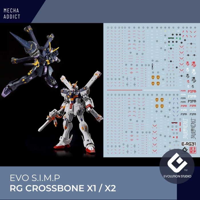 Water Slide Decal RG CROSSBONE X1 X2 by EVO SIMP - Fluorescent