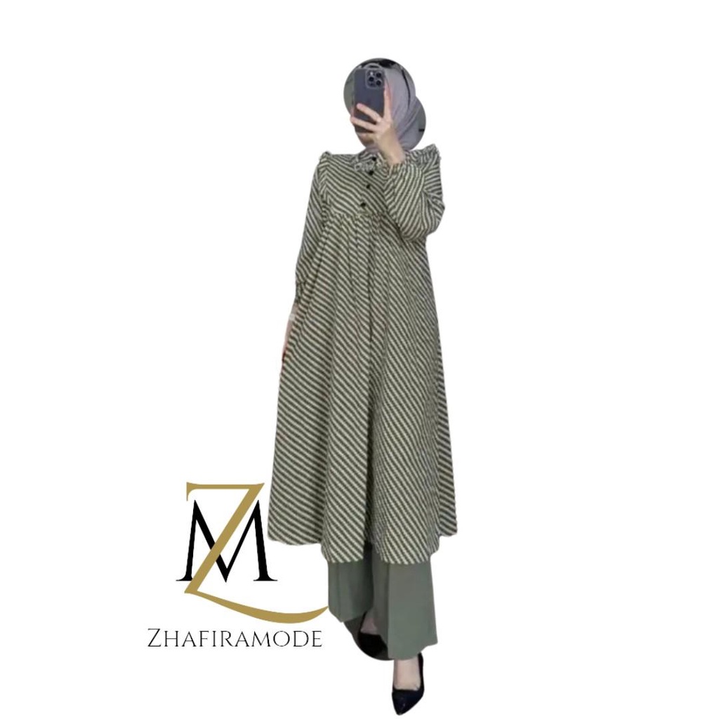 GHINA Setelan Tunik Wanita Rayon Crinkle Jumbo