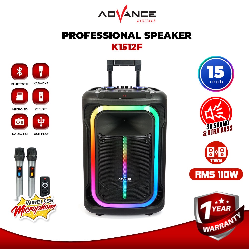 Speaker Advance K1512 F Full Bass Speaker meeting Speaker 15 inch 2 mic Garansi 1 Tahun