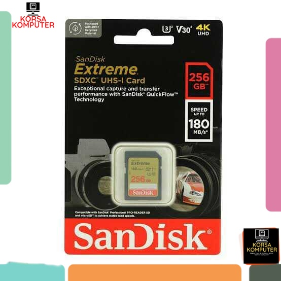 Memory Card SanDisk SDCard Extreme 256GB 180MB/s Extreme SD Card 256 GB Original Memori Card 256GB C