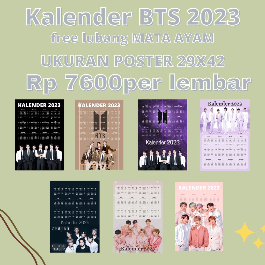 

KALENDER BTS 2023 -KALENDER 2023-KALENDERPPOSTER-KALENDER KPOP