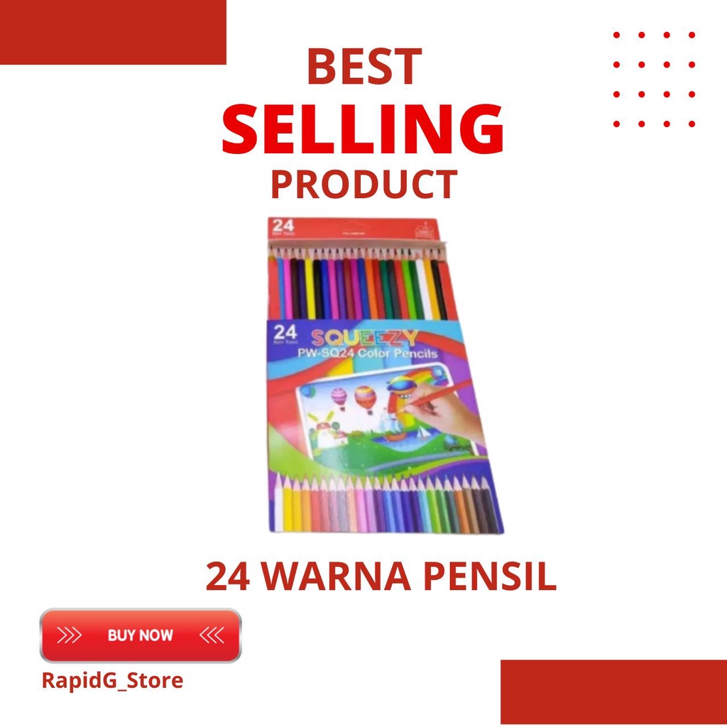 Pensil Warna Keliar 24 Warna Panjang Lengkap