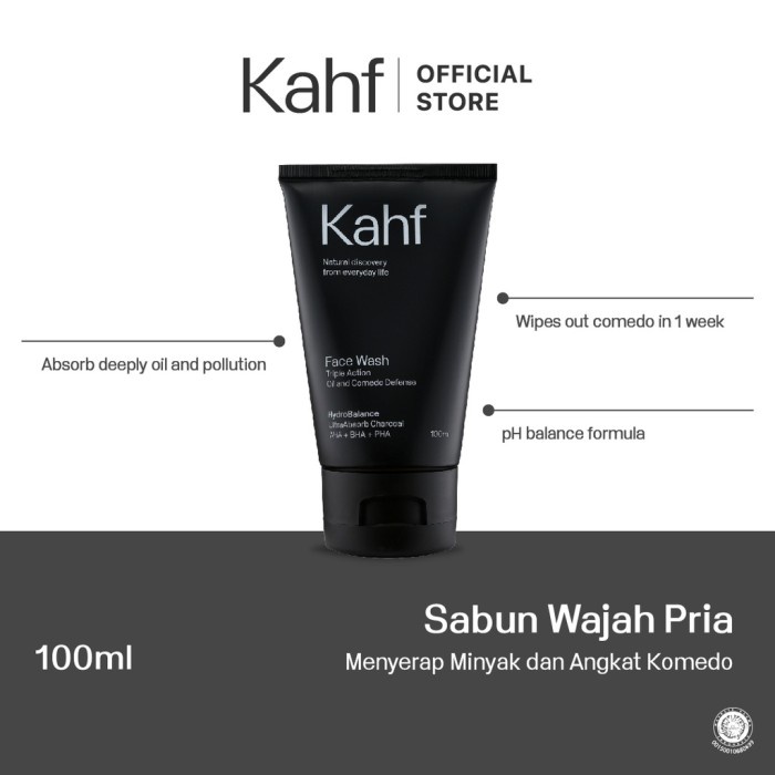 Kahf Face Wash Triple Action Oil and komedo Defense 100 ml Kahf Hitam
