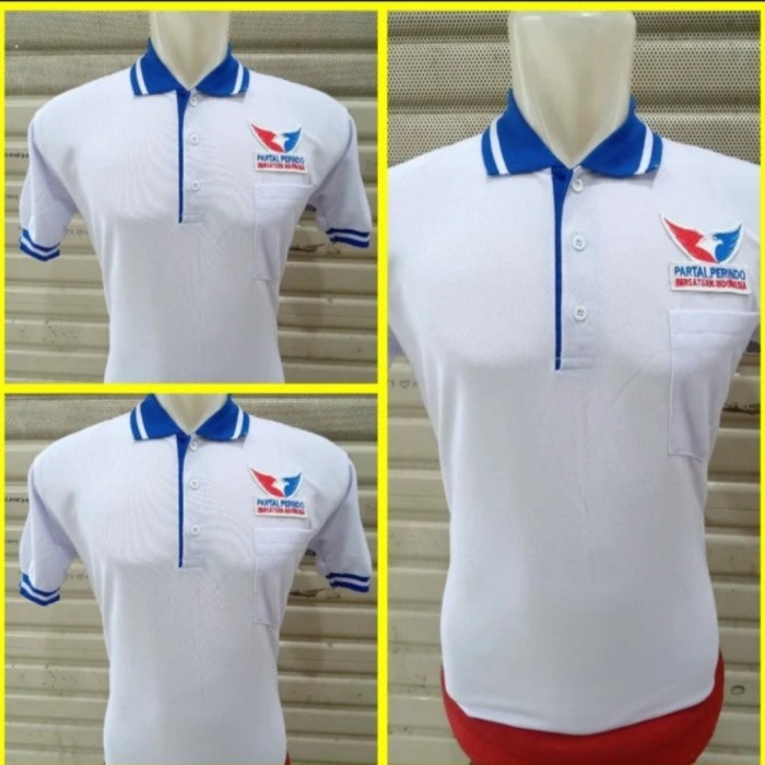 KAOS POLO PARTAI PERINDO FULL BORDIR BISA COSTUM LOGO & BORDIR - Navy, S