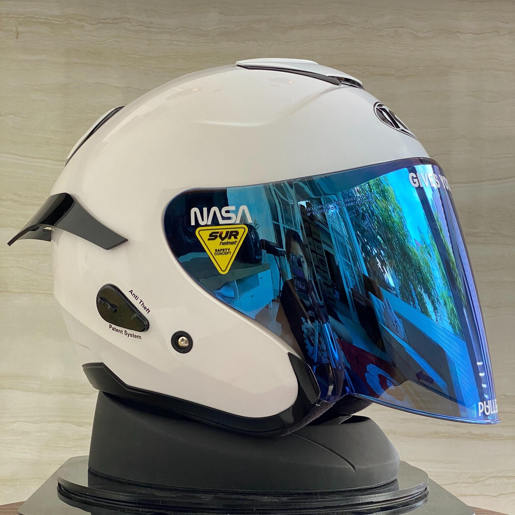 KYT KYOTO ORIGINAL - White Half Face Helm Paket Ganteng