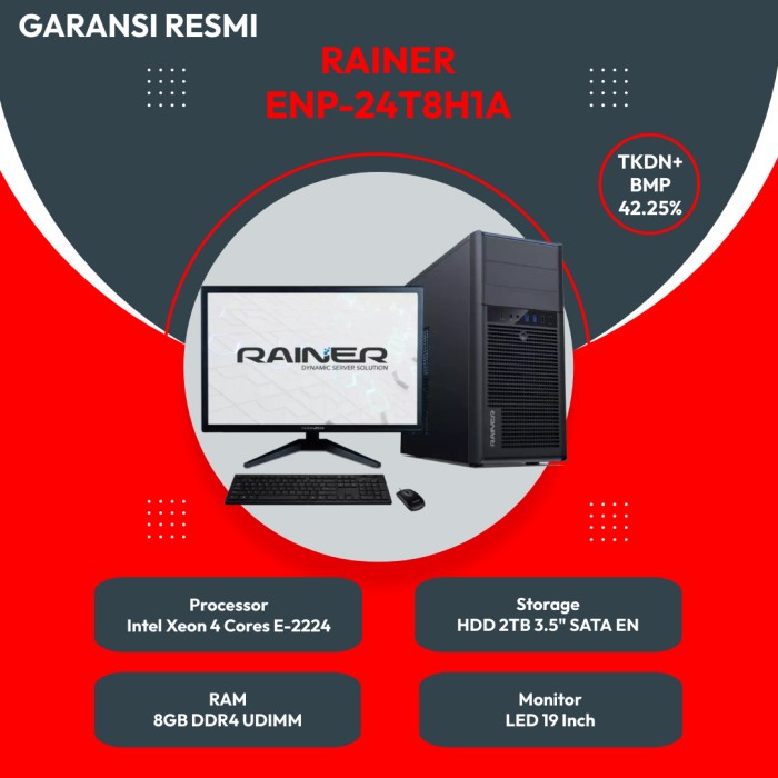 Tower Server Rainer ENP-24T8H1A Intel Xeon 8GB 2TB - TKDN RESMI