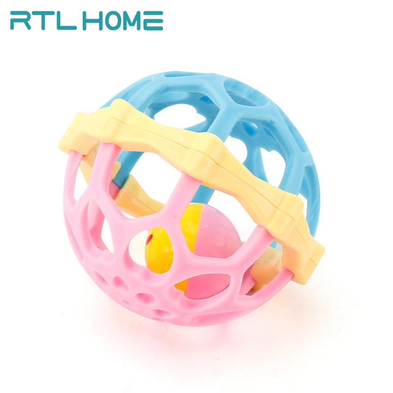 RTL Mainan Kerincingan Bayi Teether Rattle Stick Gigitan Bayi Bola Mainan Edukasi Anak Krincingan Silikon Karet Lembut  Emoticon Lucu Baby Toys Rattle Ball