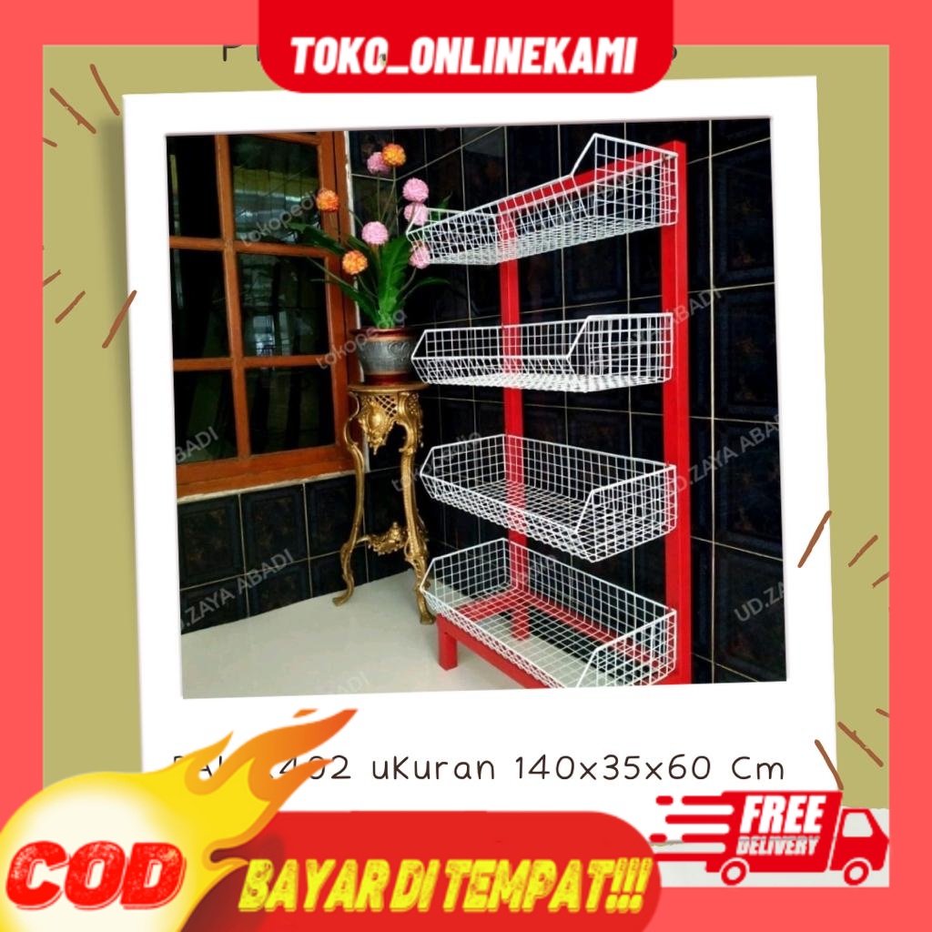 RAK CEKER BESI MERAH/RAK MINIMARKET/RAK BESI TEBAL/RAK INDOMARET/RAK SUSUN 4 BESI MERAH