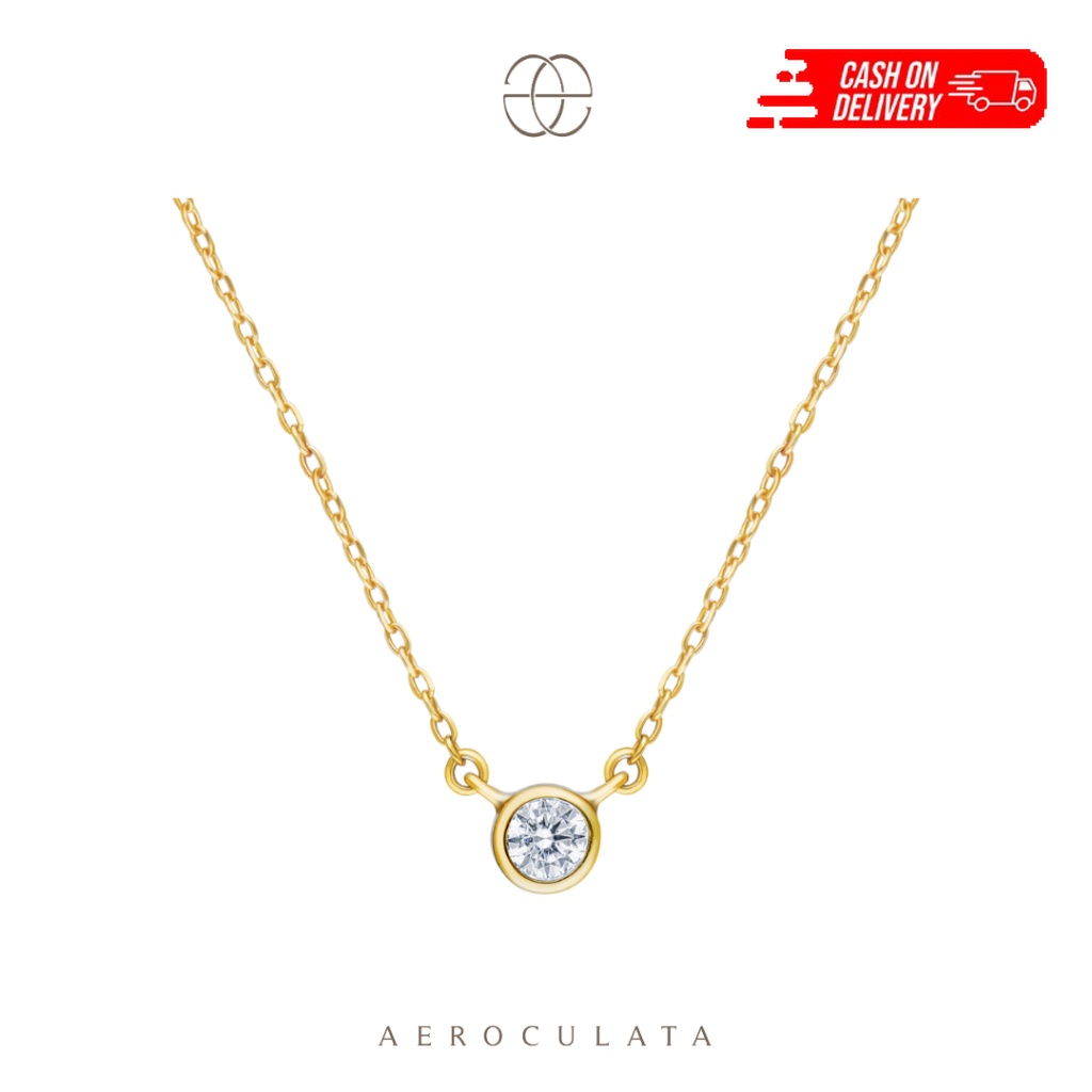 (COD) Aeroculata Sola Necklace Kalung Zirconia Kalung Permata 925 Sterling Silver Lapis Emas 18K
