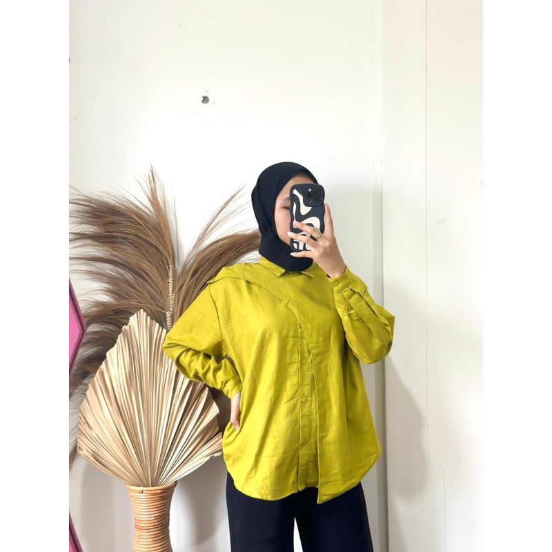 WFS88 Fashion Baju Kemeja Wanita Terbaru / HAWA LINEN SHIRT / Kem Polos Cewek / Ootd / Kemeja Polos 