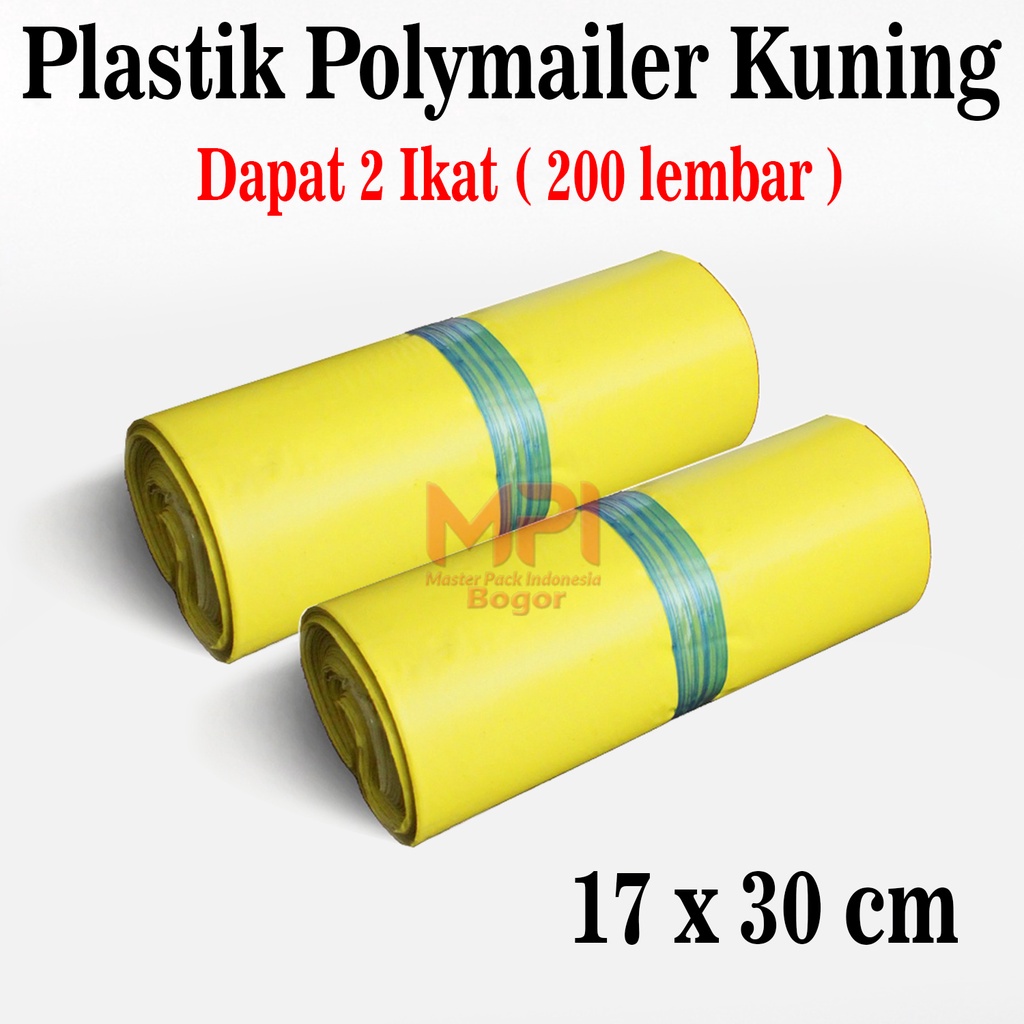 

2 IKAT [ 200 LEMBAR ] Plastik Polymailer Kuning 17 x 30 cm - packaging Kantong Amplop - Master Pack Indonesia Bogor