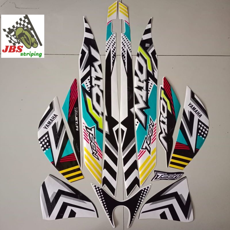 stiping mio j stiker  yamaha mio j teen 2012 2013 kuning putih
