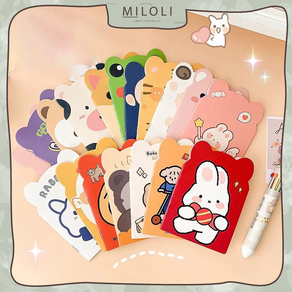 

[MILOLI] 1Pcs BUKU MINI CUTE BEAR EAR Animal Cartoon Random Notebook Buku Tulis Buku Catatan Garis - E0052