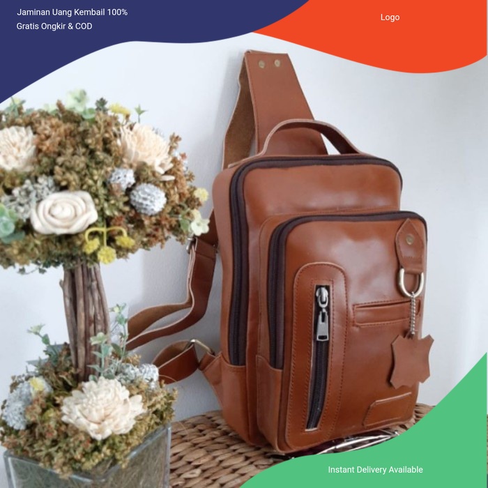 Tas selempang pria kulit asli slingbag cowok kulit asli garut sukaregang