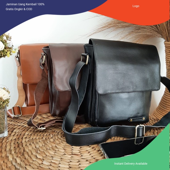 Tas selempang pria kulit asli slingbag cowok kulit asli garut sukaregang