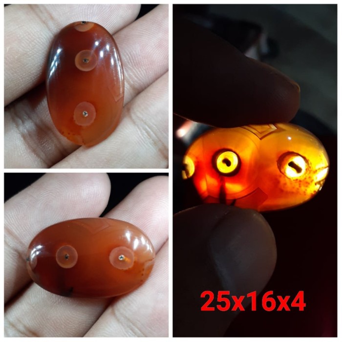 Natural Batu Akik Susup Motif Gambar 2 Mata Kepiting Yuyu Crab Antik