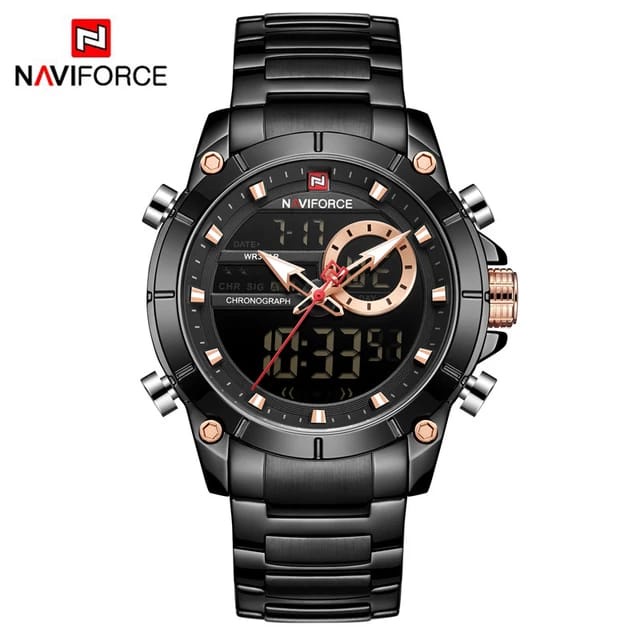 【COD】 Jam tangan NAVIFORCE 9163 NF9163 Anti Air Luminous Strap Rantai || Jam tangan Pria Original Ga