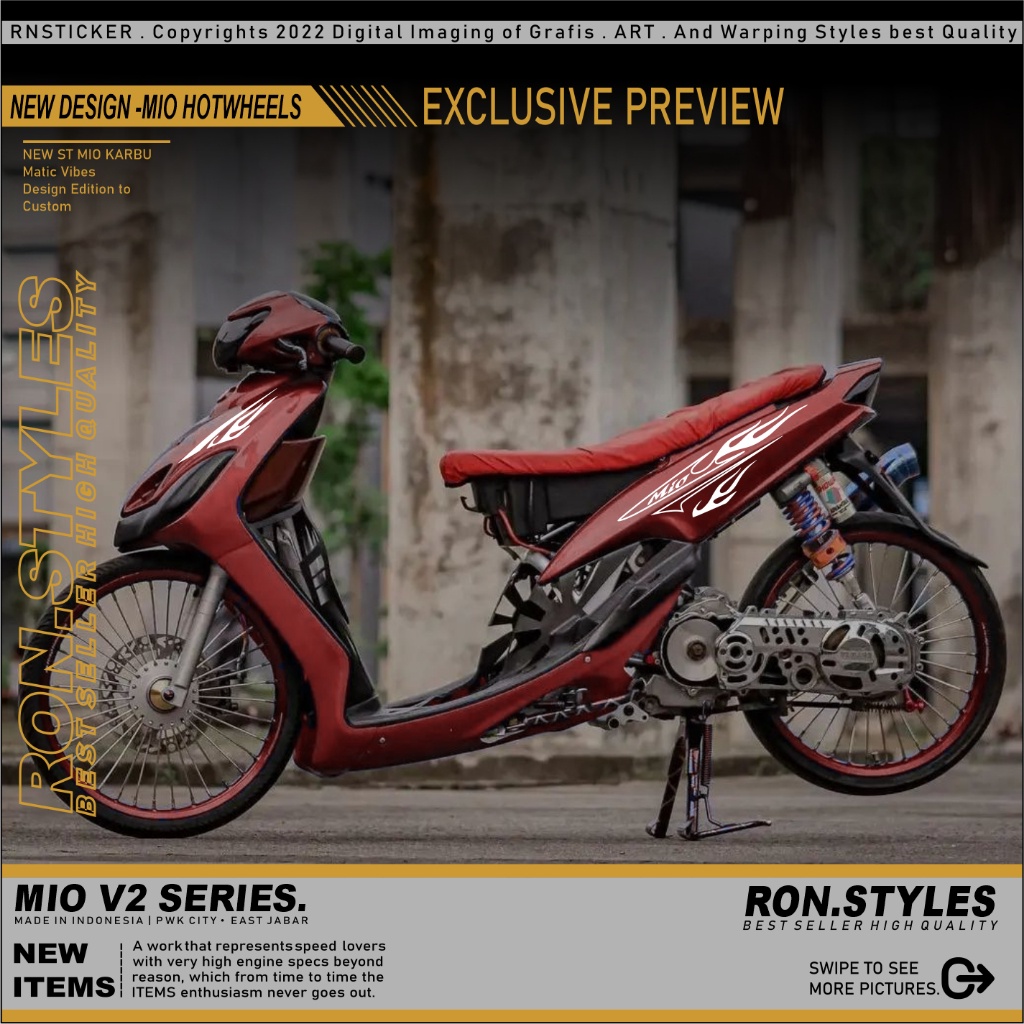 V2 CUTTING STICKR STRIPING MIO SPORTY SMILE MODEL API HOT WHEELS STRIPING VARIASI MIO LAMA MIO KARBU