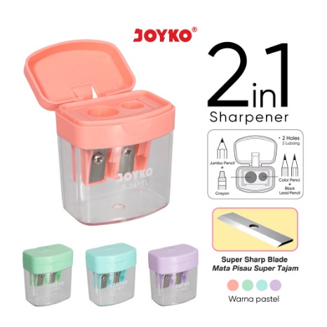 

Rautan Serutan Sharpener Joyko B-24PTL 2 In 1 Pastel Color [ MS ]