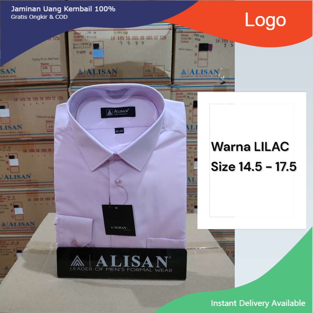 Alisan Kemeja Pria Lengan Panjang Polos Reguler Warna Lilac ORIGINAL/ Murah lebay