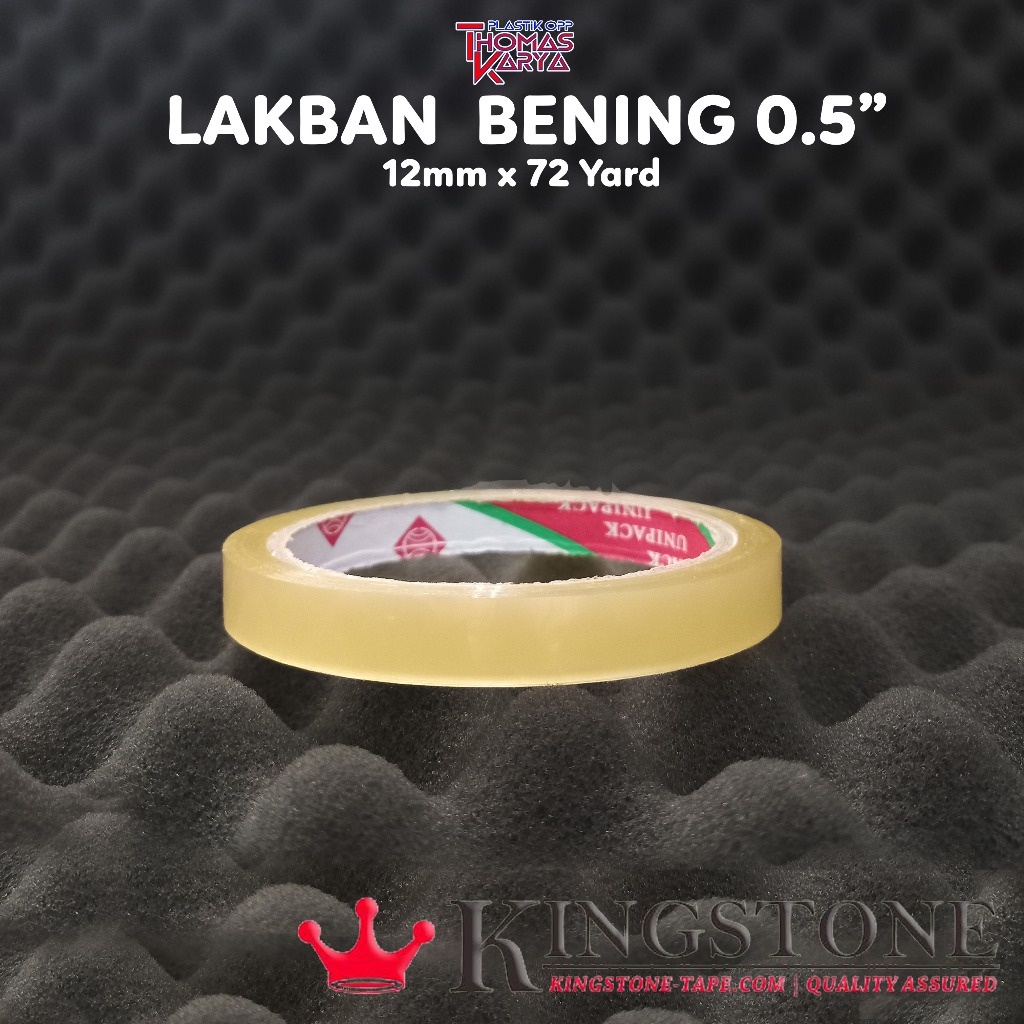 

KINGSTONE TAPE Lakban Bening 1/2 Inch 12mm x 72 yard Isolasi Solatip Kualitas Daimaru