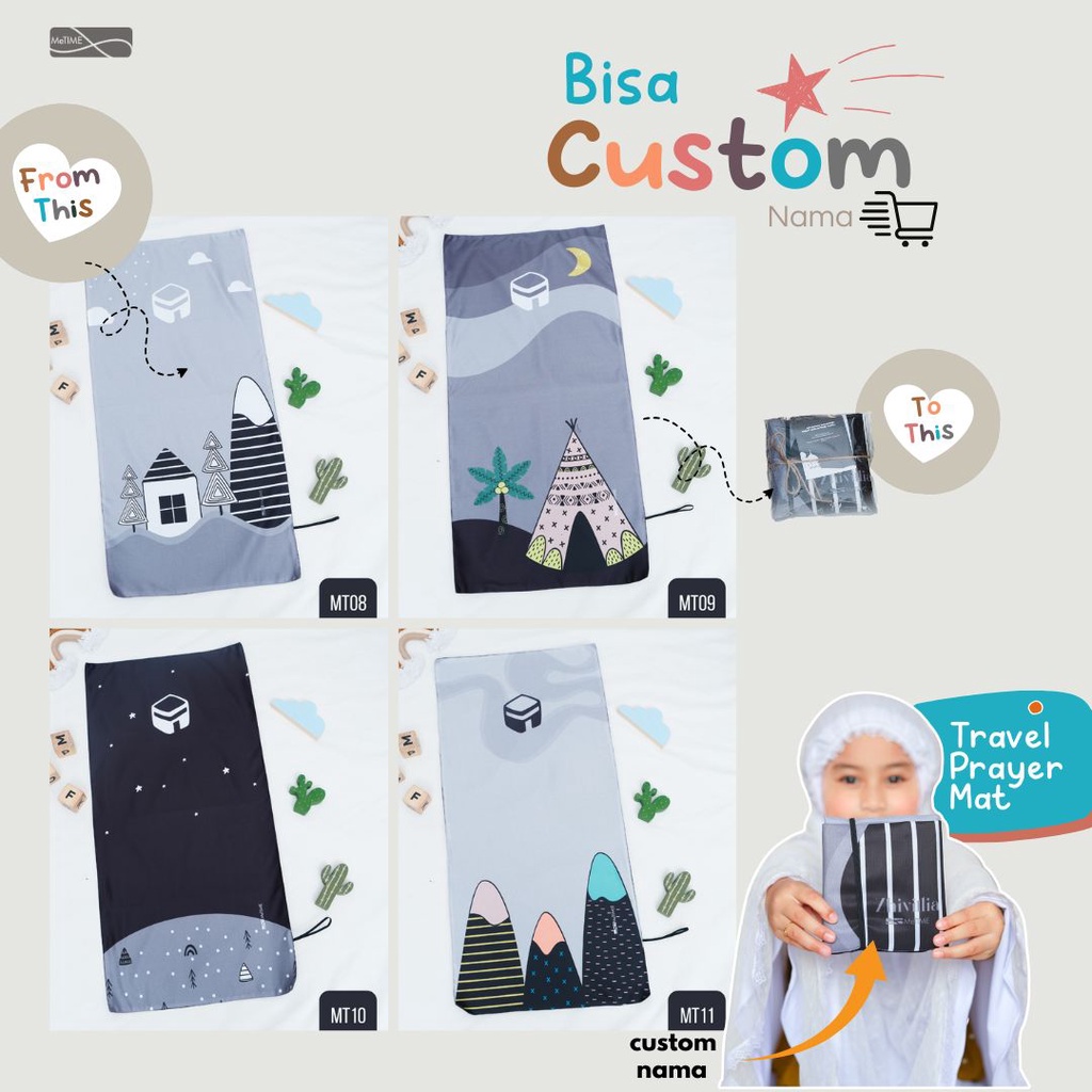 Sajadah Travel Anak Custom Nama MeTime / Sajadah Travel / Sajadah Custom (Scandinavian Series)