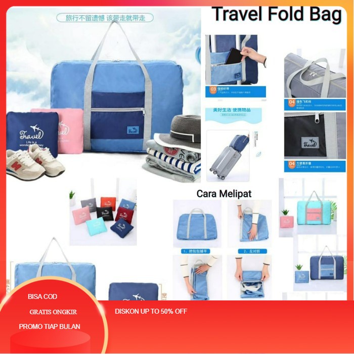 Korean Travel Fold Bag/ Tas Travel lipat - maroon