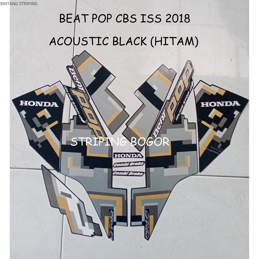 Striping Stiker Motor Honda Beat POP CBS ISS 2018 Lis Oustic Black Hitam