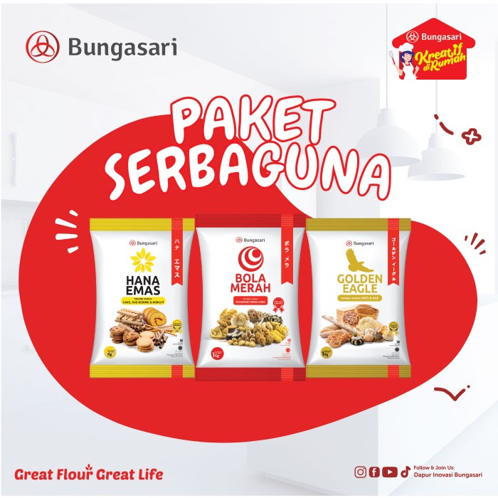 

MB-77 BUY Bungasari Bola Merah 1kg +Hana Emas Tepung 1kg + Golden Eagle 1kg