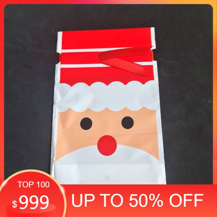 

HADIAH NATAL/DEKORASI NATAL/ plastik goodie bags natal x'mas (isi 10 pcs mix 5 motif).15x23cm - 1 gbr