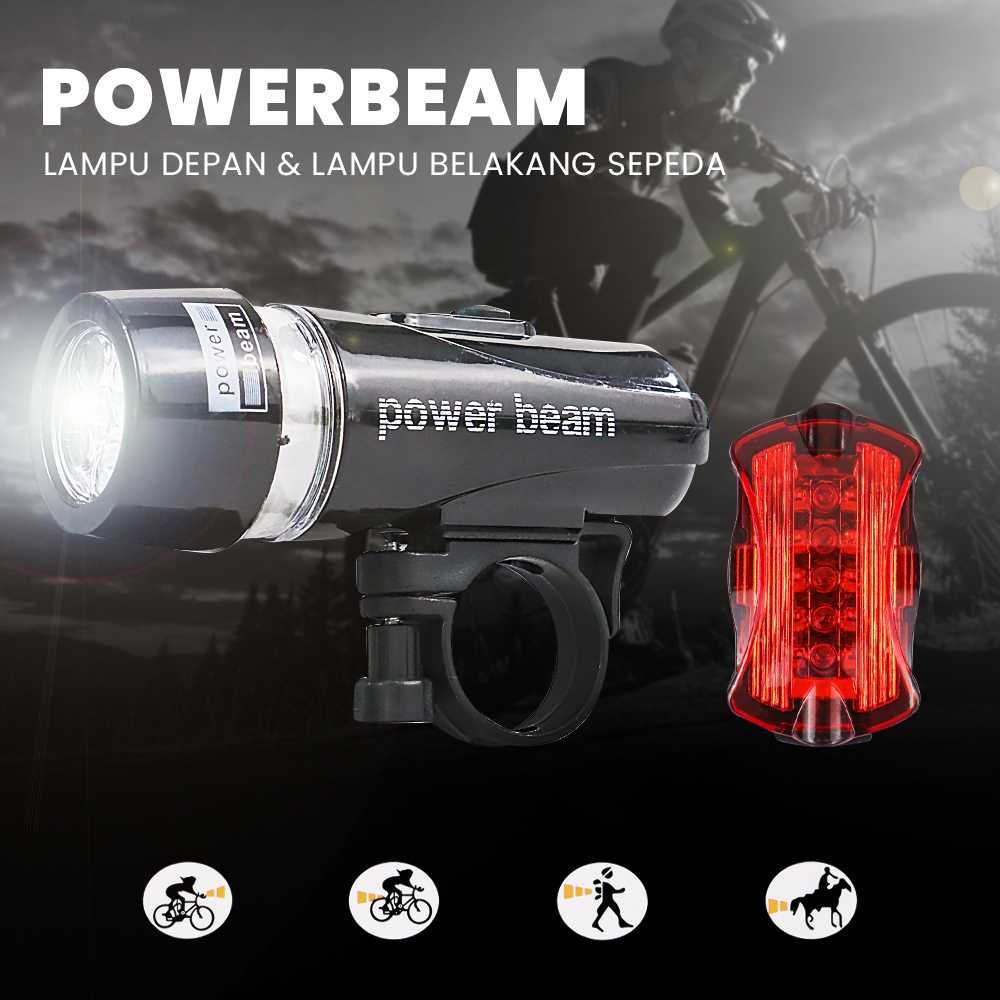COD Set Lampu Sepeda Depan Dan Belakang LED Sepeda Gowes MTB Roadbike Gunung Lipat Listrik Daya Bate