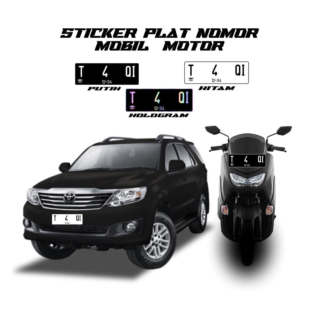 1 SET STICKER PLAT NOMOR MOBIL MOTOR HOLOGRAM  STIKER PLAT NOMOR BARU PLAT NOMOR PUTIH TAQI STICKER