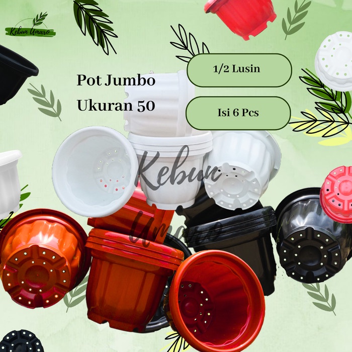 GROSIR 1/2 Lusin Pot Jumbo Ukuran 50 / Pot Besar / Tabulampot / Pot Bigmom / Pot Tanaman / Pot Bunga / Pot Plastik / Kebun Umaro